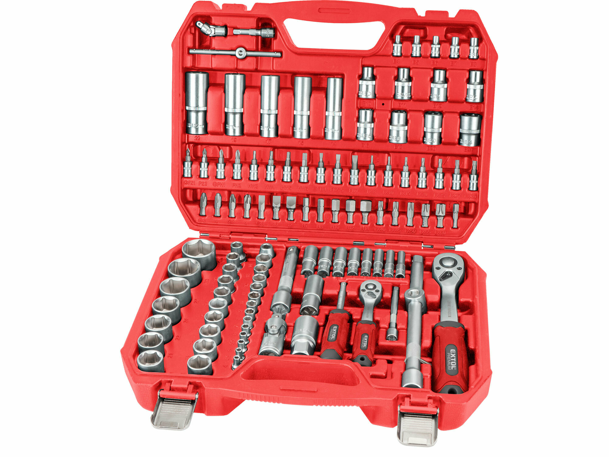 Extol Premium gola sada nástrčných a zástrčných kľúčov 110-dielna, 1/4", 1/2", 8818338
