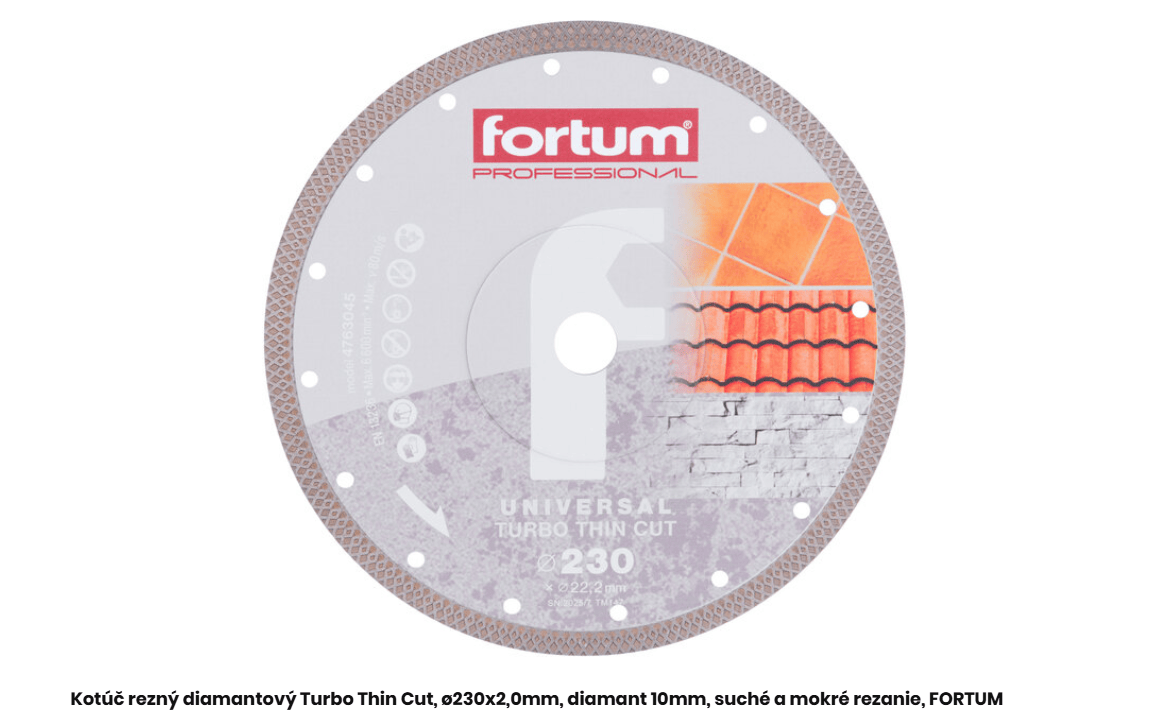 Fortum Turbo Thin Cut diamantový řezný kotouč na gresovou dlažbu a obklad ø125x1,2mm, 4763045