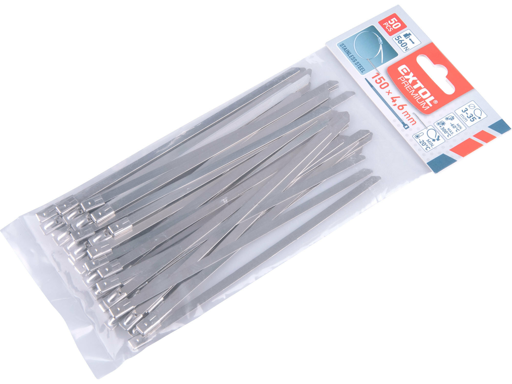 Extol Premium Pásky sťahovacie antikorové, 4,6x150mm, 50ks, 56kg