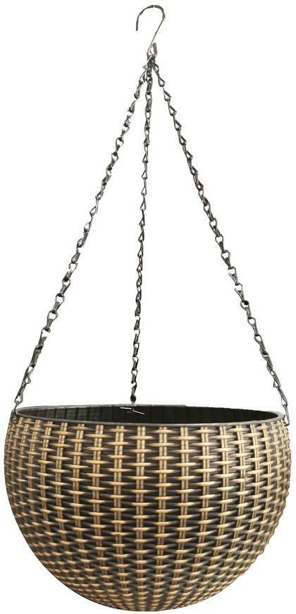 Kvetináč Strend Pro Modern, visiaci, závesný, zlatý, 26x16cm, s retiazkou a vešiakom