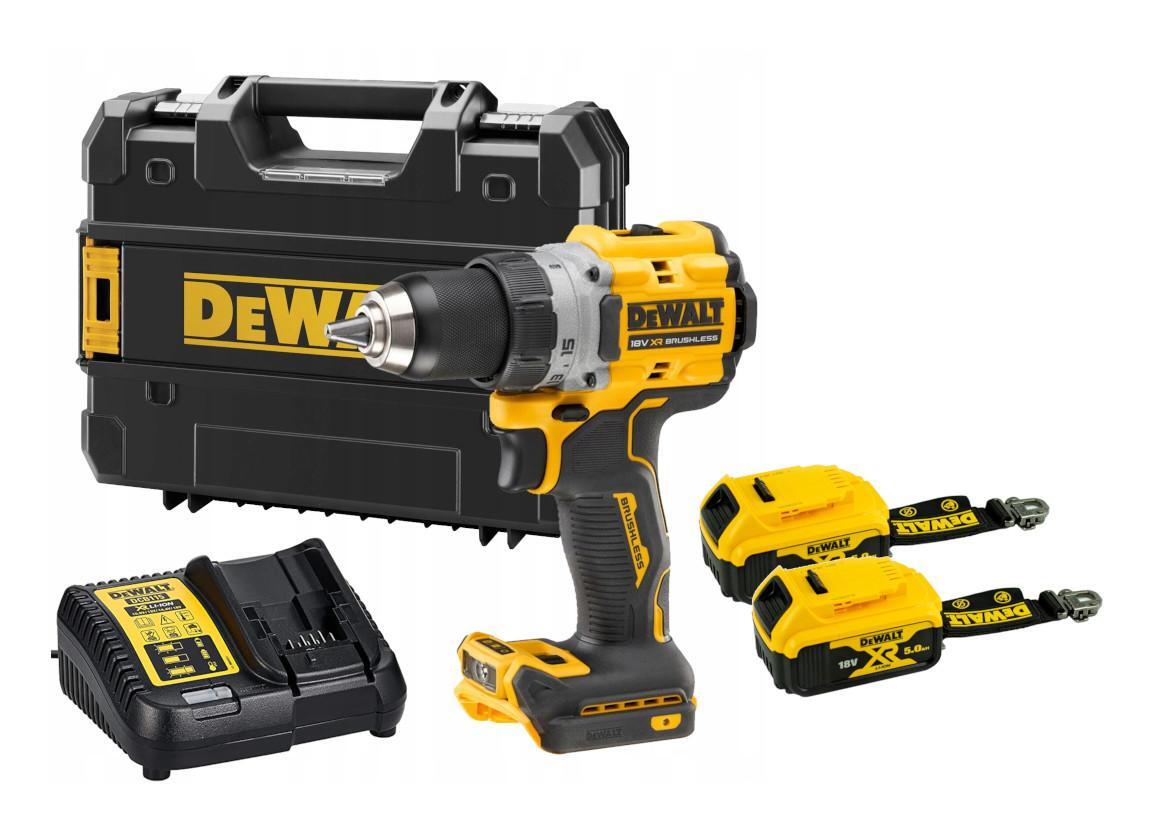 DeWalt DCD800P2LRT bezuhlíková aku vŕtačka 90Nm 18V,  2x5,0 Ah aku Lanyard ready