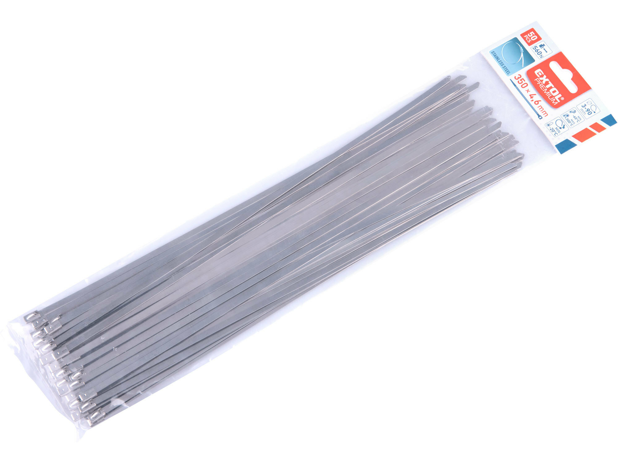 Extol Premium Pásky sťahovacie antikorové, 4,6x350mm, 50ks, 56kg