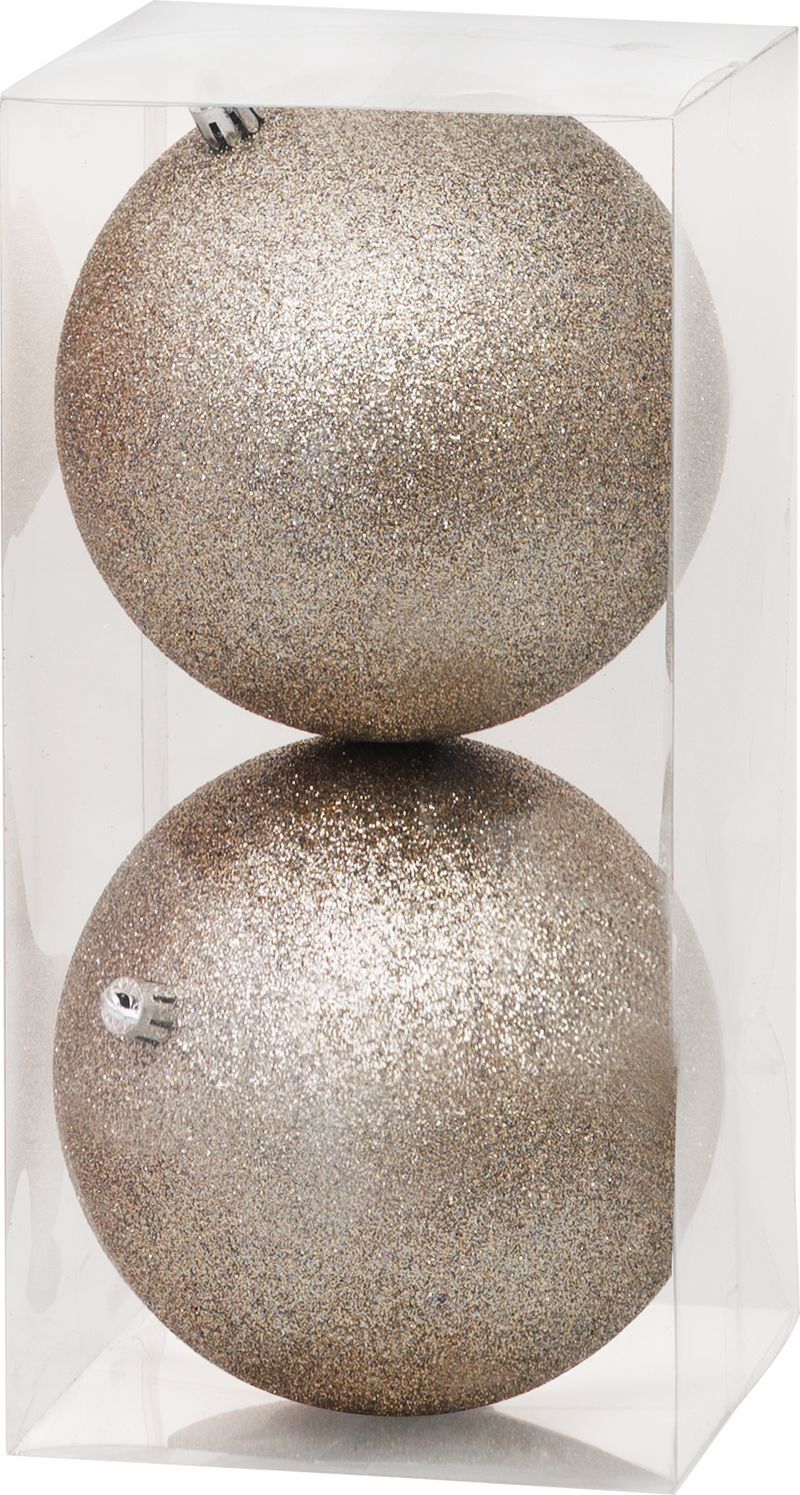 MagicHome vianočné gule na stromček, béžové, 12 cm, 2ks