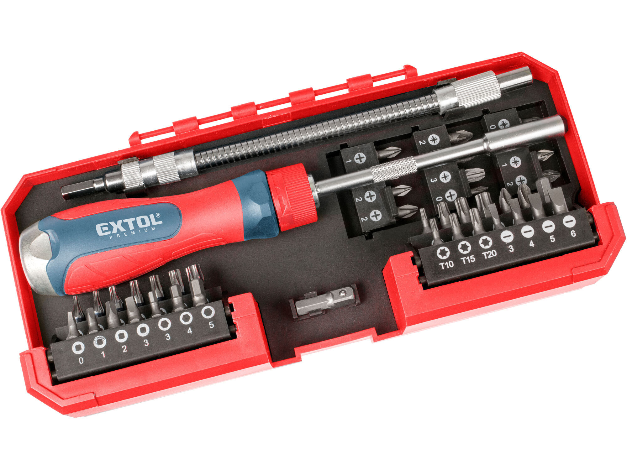 Extol Premium sada bitov s mini račňou, 43-dielna 8819157