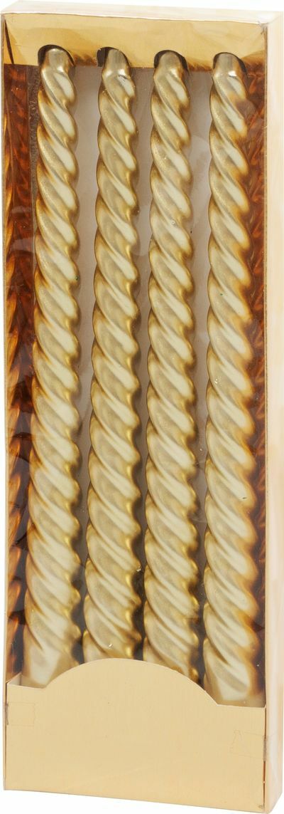 MagicHome vianočná sviečka špirálová, zlatá 25cm, 4ks