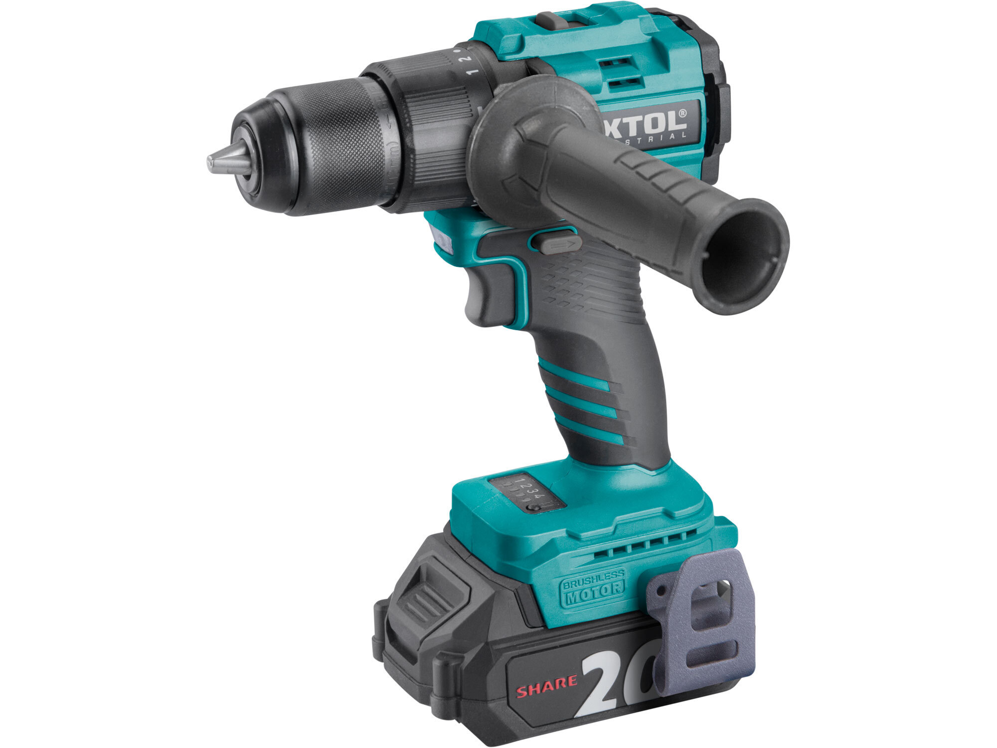 Extol Industrial Share20V aku príklepová vŕtačka bezuhlíková 20V,  2x 2Ah, 70Nm, 8791804