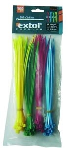 Extol Premium Pásky stahovací barevné 2,5x150mm, 100ks, pr.35mm, 8kg
