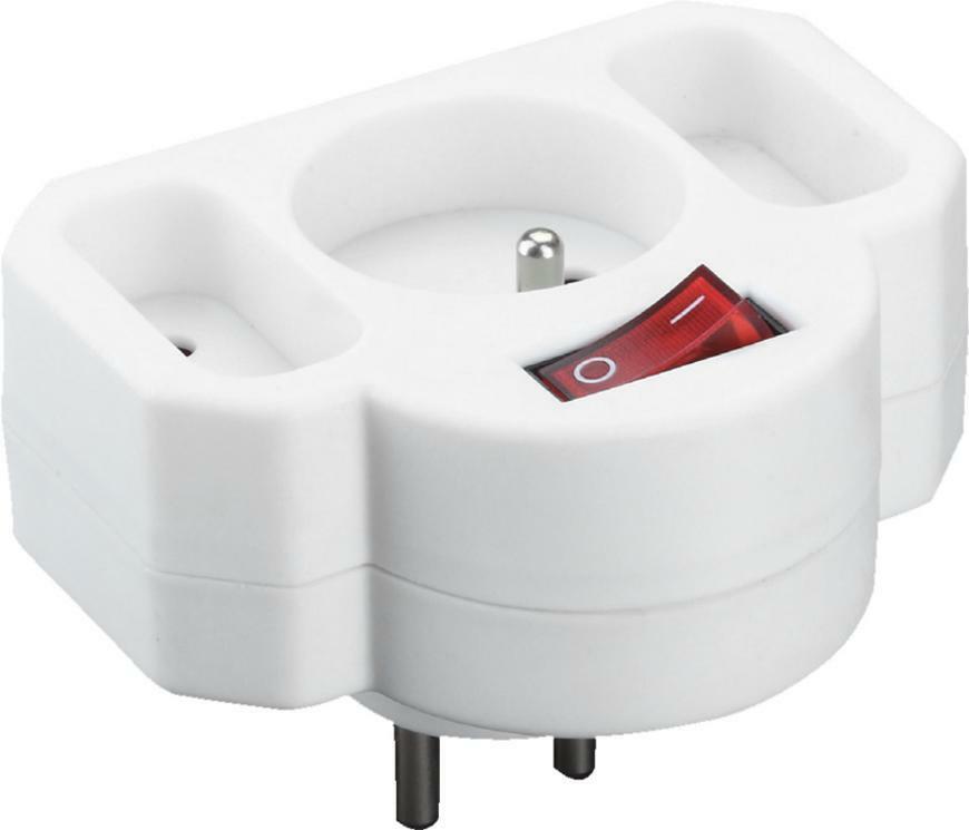 Strend Pro rozbočovacia zásuvka s vypínačom, biela, 1× 2P + PE + 2× 2P, vypínač