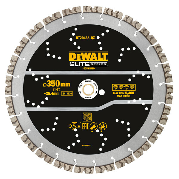 DeWalt Elite segmentový diamantový kotouč na armovaný beton 350x25,4mm DT20465