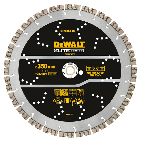 DeWalt Elite segmentový diamantový kotouč na stavební materiály 350x25,4mm DT20464