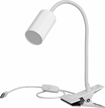 Strend Pro stolná lampa nabíjacia s klipsou na uchytenie, Alu, biela, USB, 41 cm