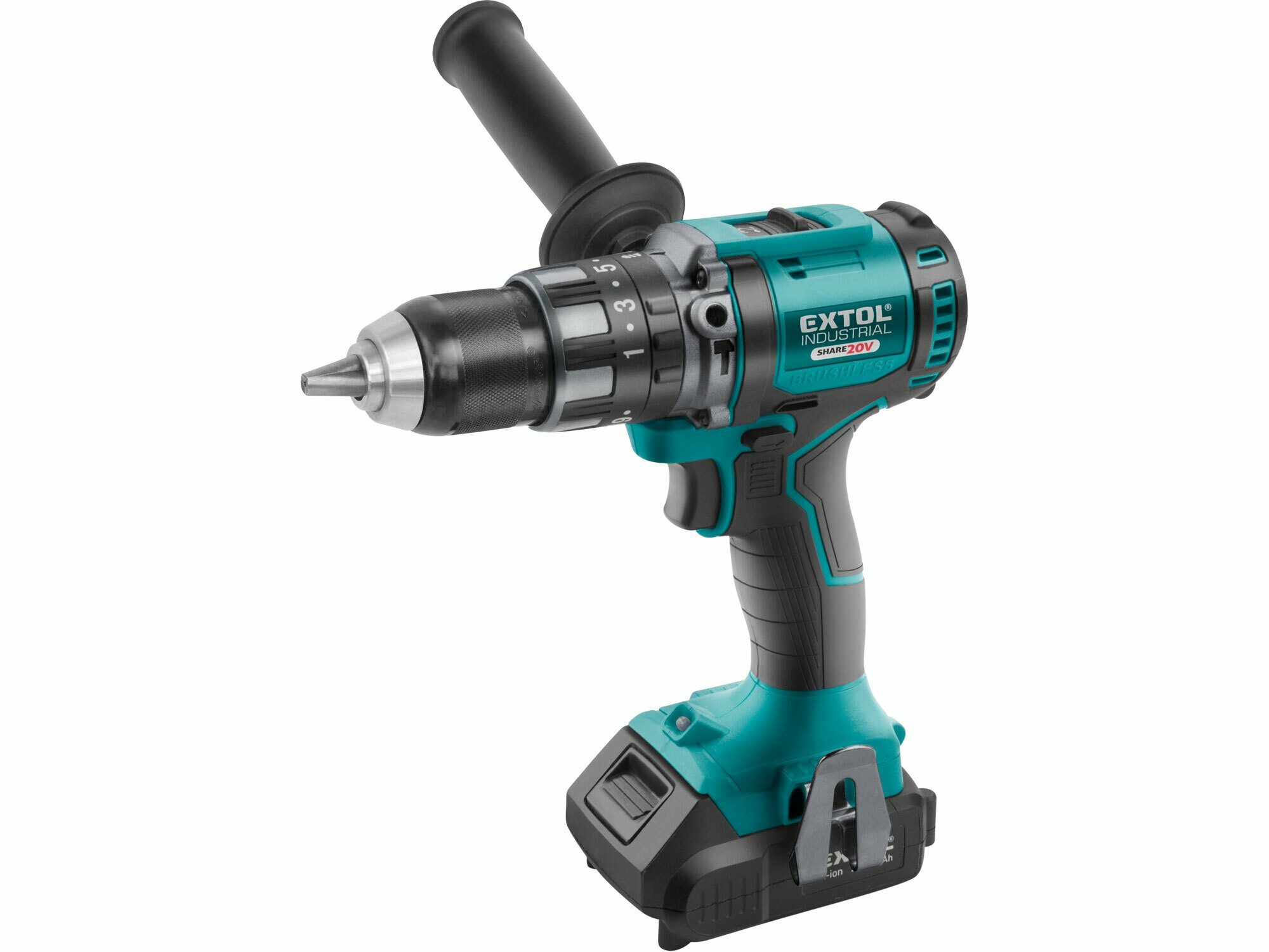 Extol Industrial Share20V bezuhlíková príklepová aku vŕtačka 20V, 1x 2Ah  8791802