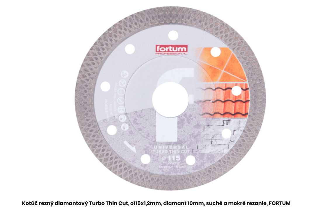 Fortum Turbo Thin Cut diamantový řezný kotouč na gresovou dlažbu a obklad ø115x1,2mm, 4763041