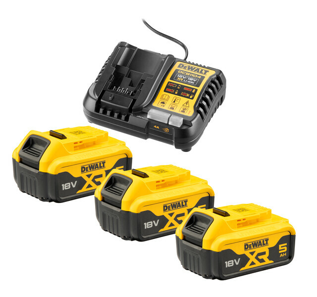 DeWalt DCB1104 nabíjačka Slim XR Li-Ion 10,8V-18V + 3x aku 5,0Ah