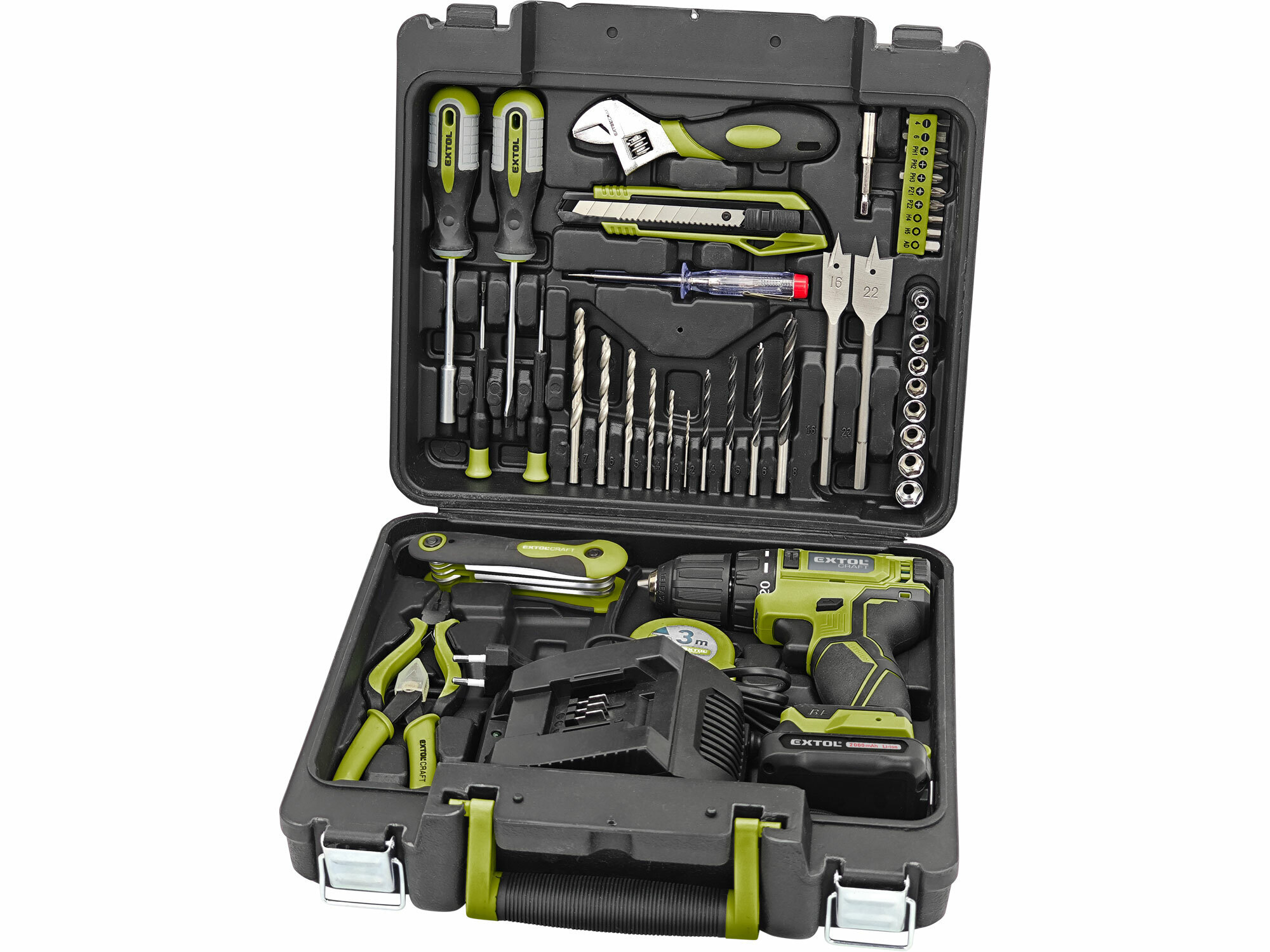 Extol Craft sada náradia 46-dielna s aku skrutkovačom, 1x 12V/2Ah Li-ion, 422801