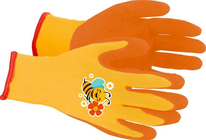 Strend Pro, detské rukavice dievčenské, so včielkou, oranžové, veľ. 3