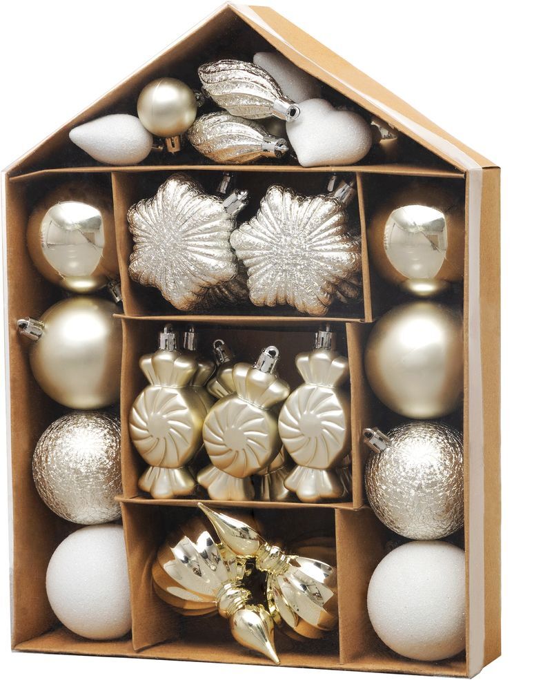 Gule MagicHome vianočné ozdoby na stromček, béžové, 32ks