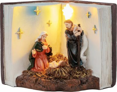 MagicHome vianočná dekorácia Betlehem v knihe, LED, 13,5x8x9,5 cm