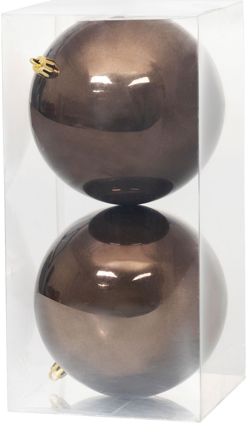 MagicHome vianočené gule na stromček, hnedé, 12 cm, 2ks