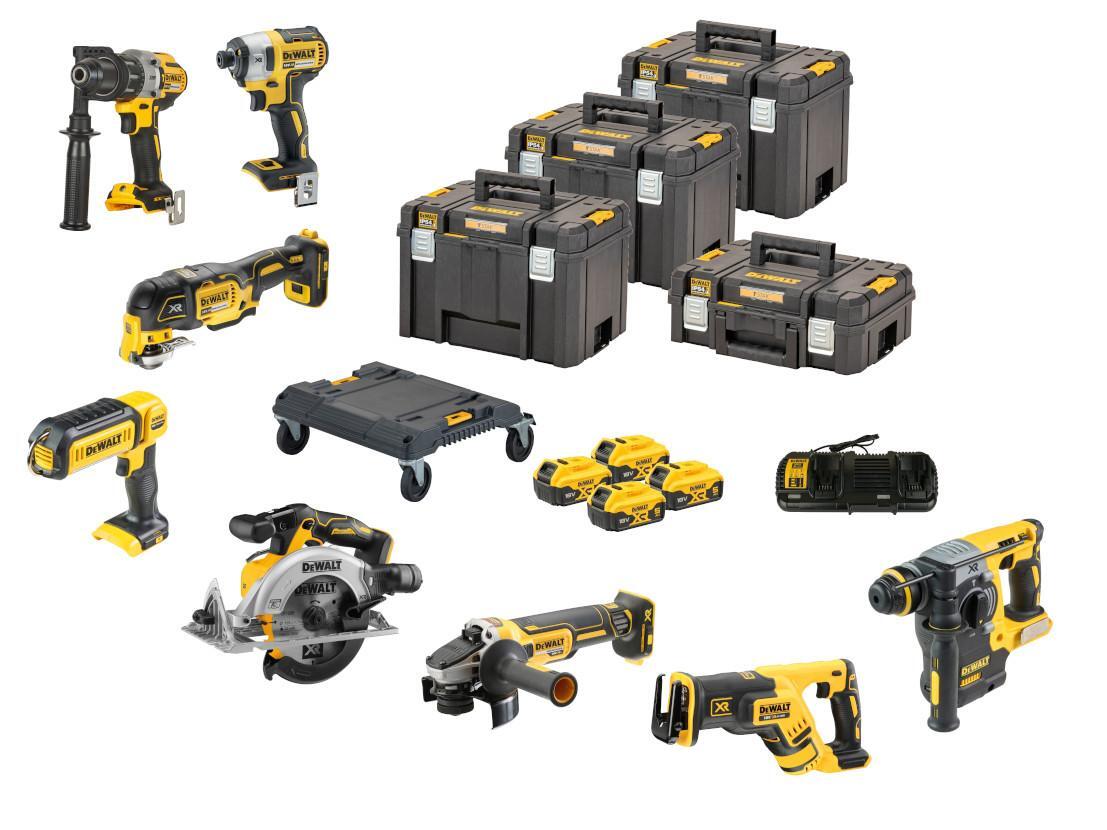 DeWalt kombo sada 18V DCH273+DCD996+DCF887+DCG405+DCS356+DCS367+DCS565+DCL050, 4x5,0Ah aku
