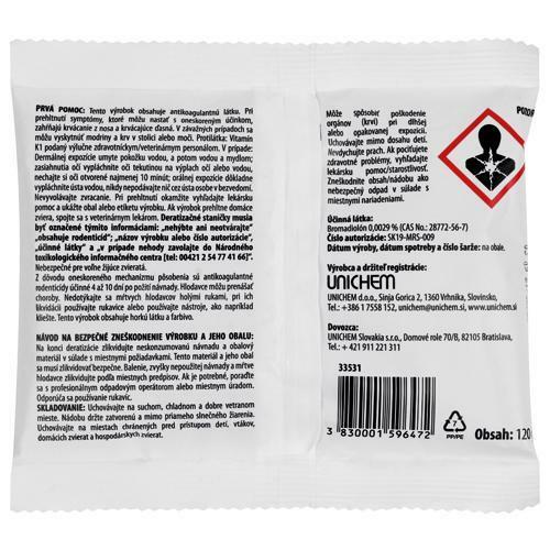 Návnada RATIMOR Bromadiolon pellets, 120 g, granule