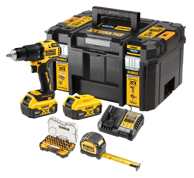 DeWalt DCZ100P2KT aku vŕtačka s príklepom 18V, 2x5,0Ah aku