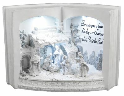 MagicHome vianočná dekorácia Betlehem v knihe, anglický názov, 3 LED