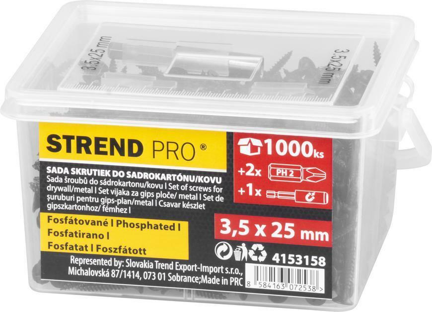 Strend Pro sada vrutov do sadrokartónu/kovu 3,5x25 mm, 1000 ks, 4153158