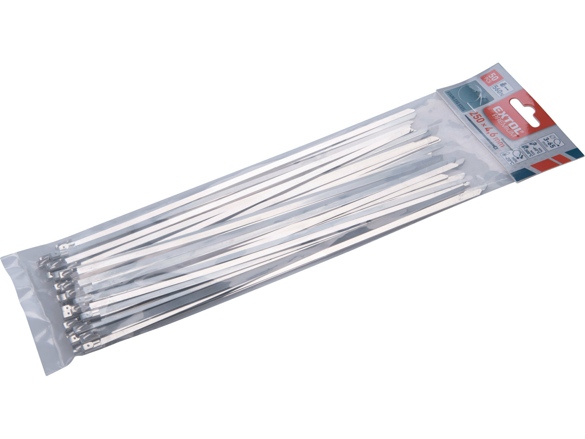 Extol Premium Pásky sťahovacie antikorové, 4,6x250mm, 50ks, 56kg
