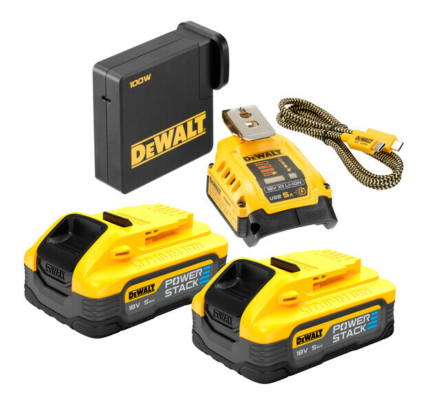 DeWalt DCB094H2 nabíjací adaptér USB pre 18V a 54V akumulátory + 2x 5,0Ah aku Powerstack