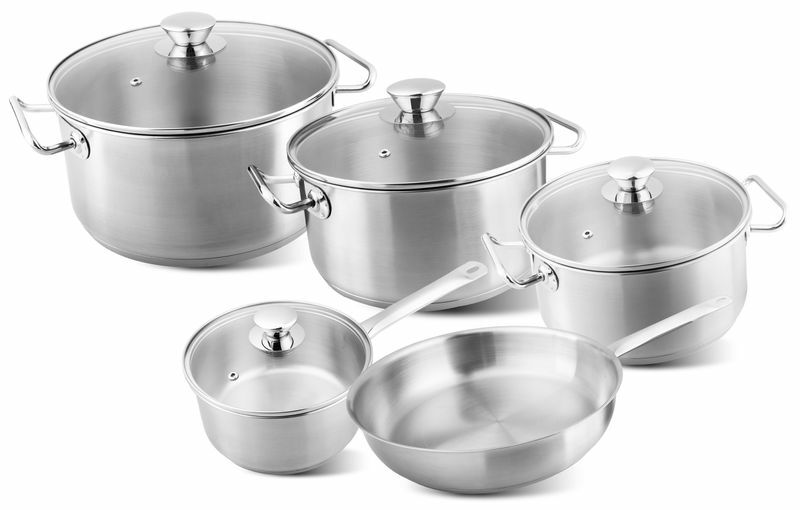 Sada riadu MagicHome Chloe, panvica 24 cm, 3x kastról (3l, 4l a 6,6 l), rajnica 2l, so sklenenými