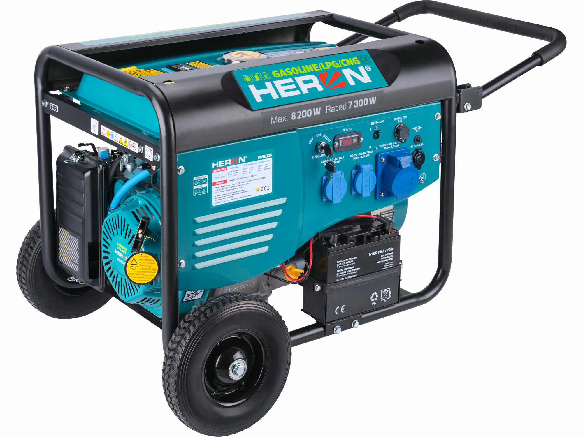 Heron benzínová a plynová elektrocentrála s možnosťou pripojenia na ATS, 230V, 7,3kW, 8896326