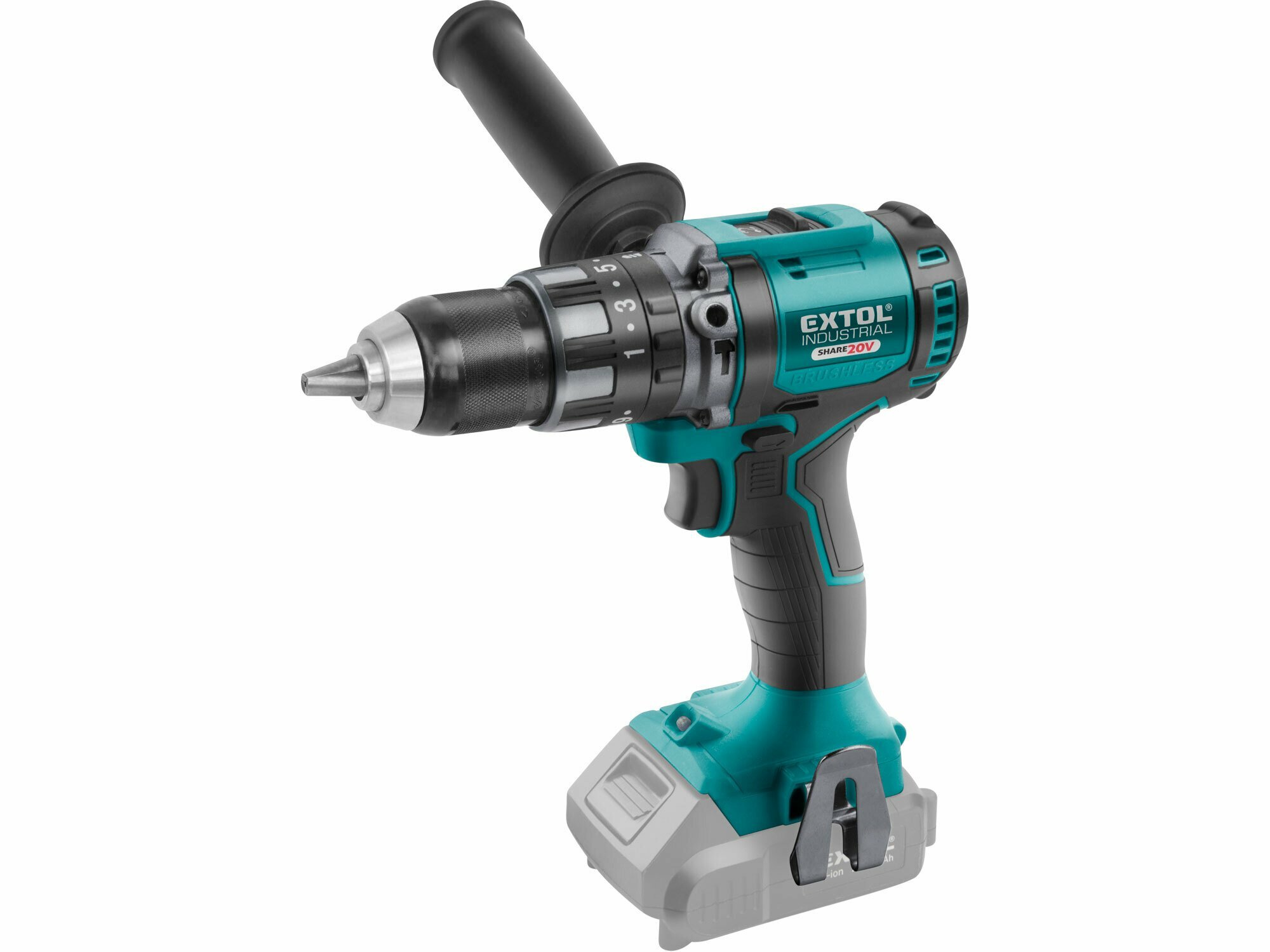 Extol Industrial Share20V aku bezuhlíková vŕtačka s príklepom 80Nm, 20V, bez aku 8791803