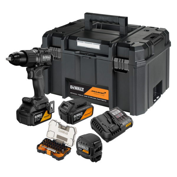 DeWalt McLaren DCD86MP2KT aku príklepová vŕtačka 18V, 2x5,0Ah aku