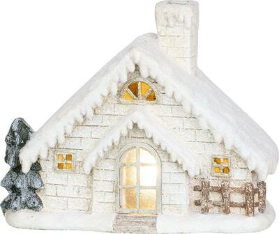 Dekorácia MagicHome Vianoce, Domček s komínom, keramika, 40 cm, LED