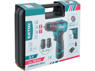Extol Industrial aku vrtačka 50Nm, 16V 2x2,0Ah aku 8791152