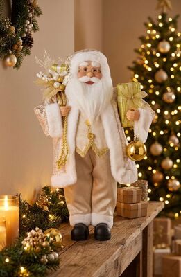 Dekorácia MagicHome Vianoce, santa, s darčekom, textil, 16x26x41 cm