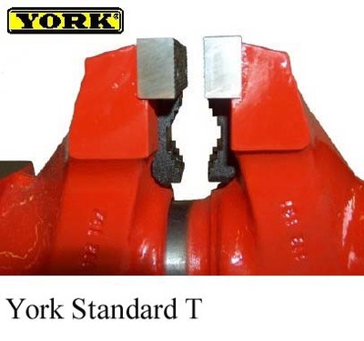 York dílenský svěrák standard T s čelistmi na trubky 125mm