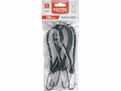 Extol Premium popruh elastický s hákom, 4ks, 18cm x 6mm, latex, 8861110