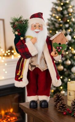 Dekorácia MagicHome Vianoce, santa, textil, červený, 16x26x45 cm