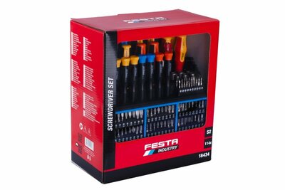 Festa Industry sada skrutkovačov, bitov a minibitov, 114ks 18434