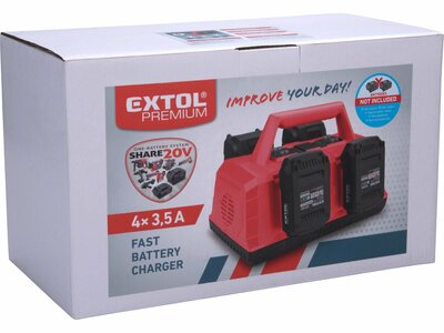 Extol Premium nabíjačka akumulátorov Share20V, 4x3,5A 8891895