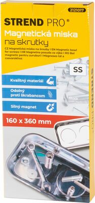 Strend Pro magnetická miska na skrutky, obdĺžniková, nerez, 160x360 mm