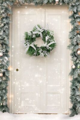 MagicHome vianočný veniec prírodný, s mašľami, 35 cm