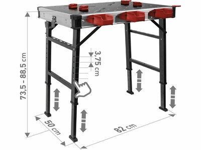 Fortum stôl pracovný skladací, max. 450kg, 845x598x735-885mm, 4759990