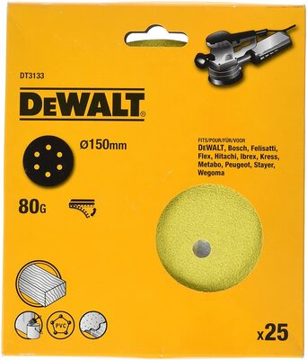 DeWalt brusný papír na suchý zip 150mm P80, 25ks DT3133