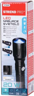 Strend Pro Flashlight LB10208 ručná baterka 1700 lm, AluBody, USB