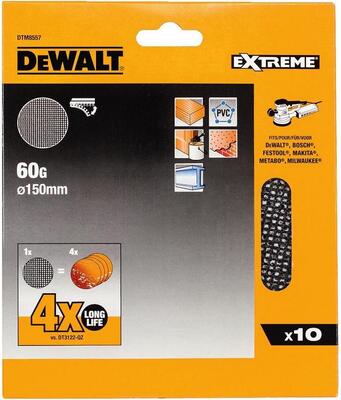 DeWalt brusná síťovina pro excentrické brusky 150mm P60, 10ks DTM8557