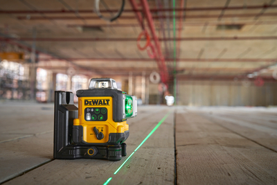 DeWalt DCLE14361GB zelený krížový laser 3× 360° USB-C