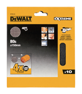 DeWalt brusná síťovina pro excentrické brusky 150mm P80, 10ks DTM3133
